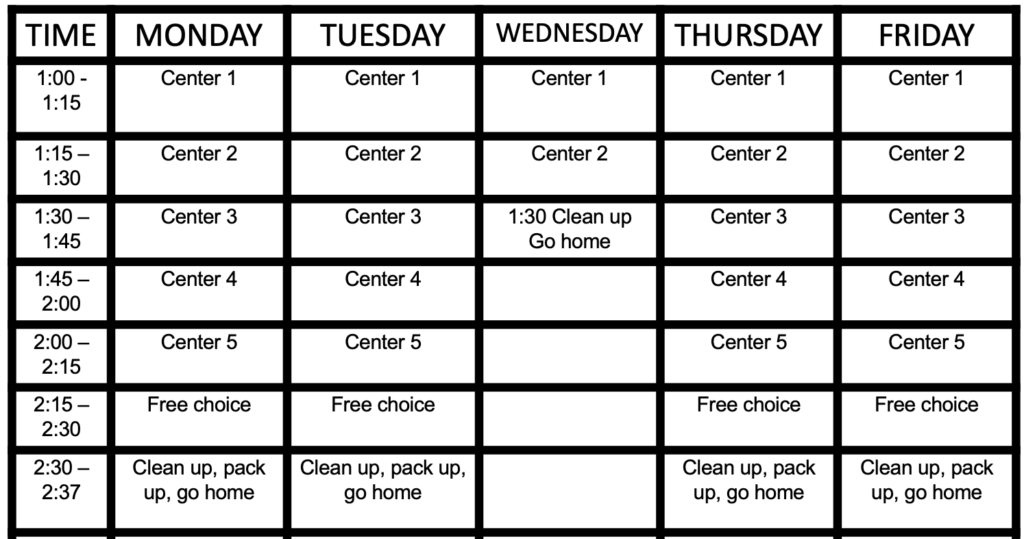 Here is my K-2 Daily Schedule.