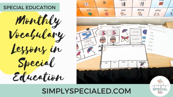monthly vocabulary lessons in special education