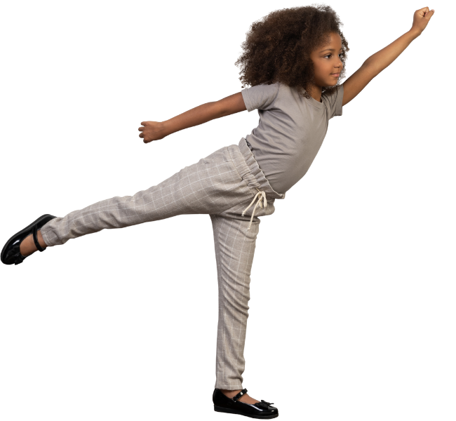 Here is a photo of a girl pretending to fly.