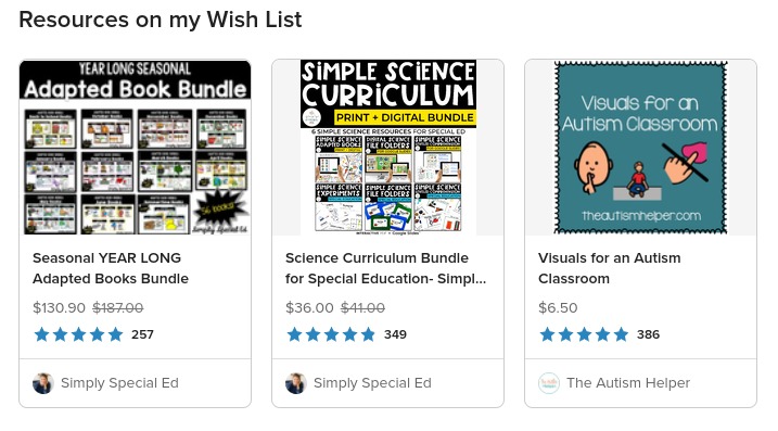 wishlist resources for a tpt classfund