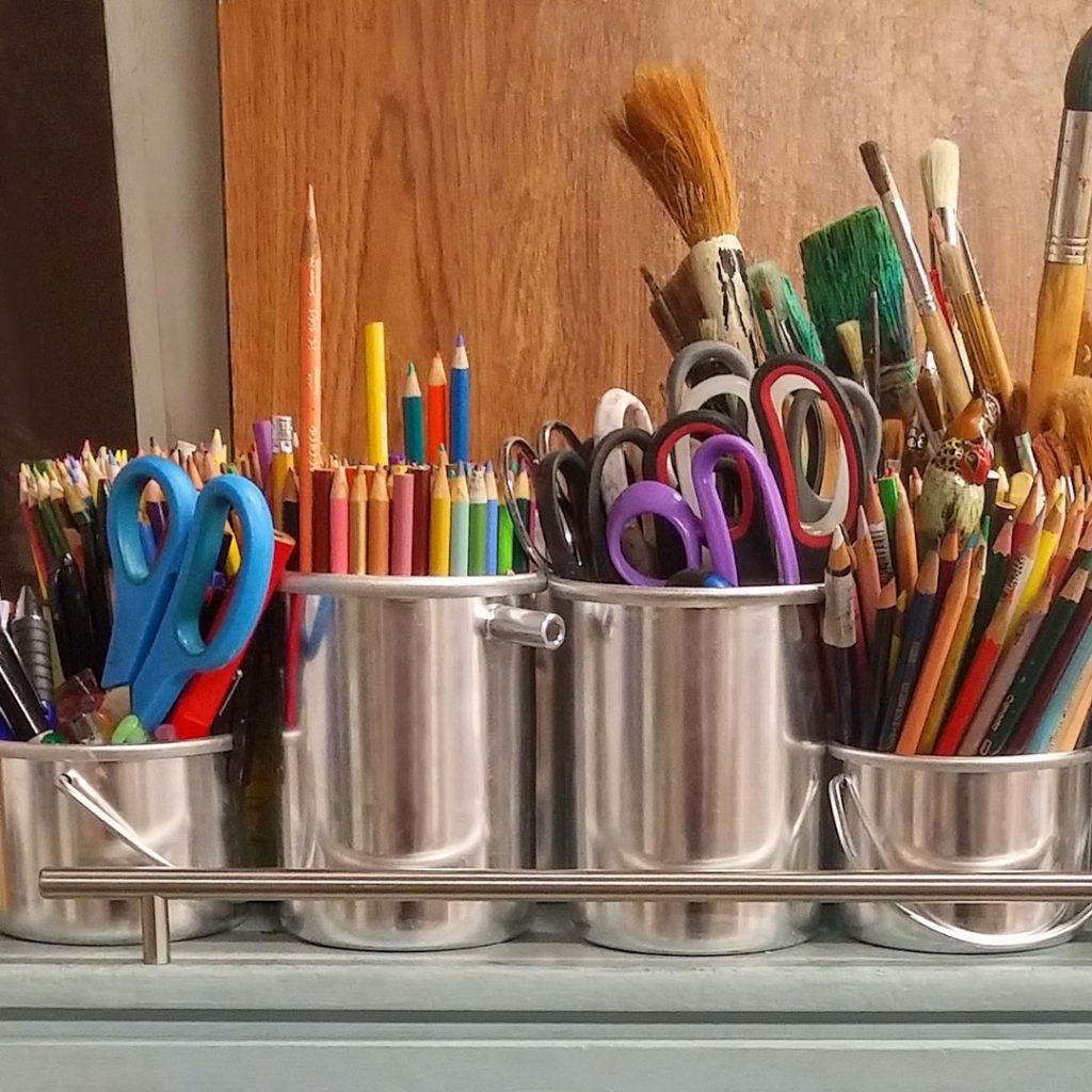 organize art supplies so substitutes can easily find anything!