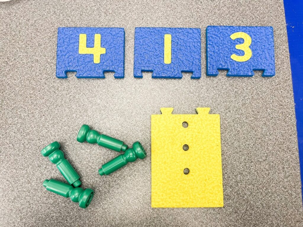 peg board 1:1 correspondence field of 3
