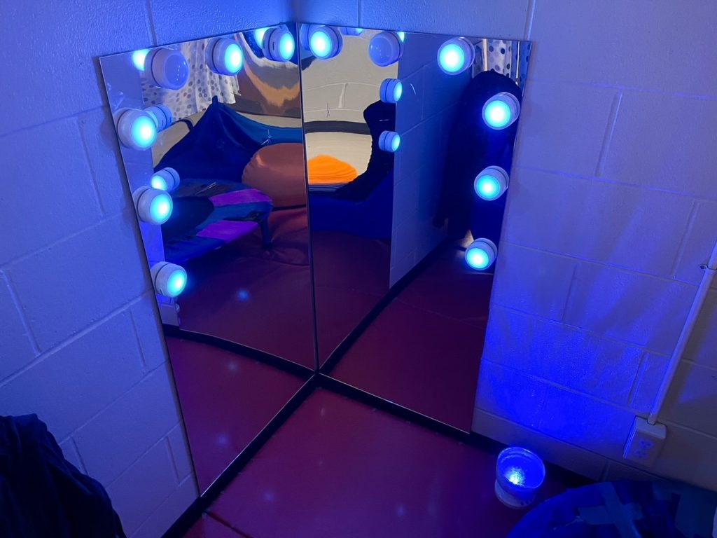 color changing puck lights attached to mirrors