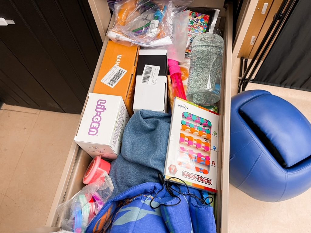 a look inside the extra sensory items drawer