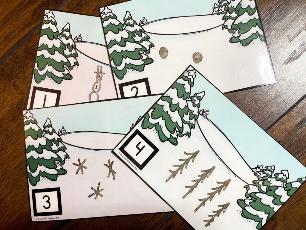 winter scene number task cards