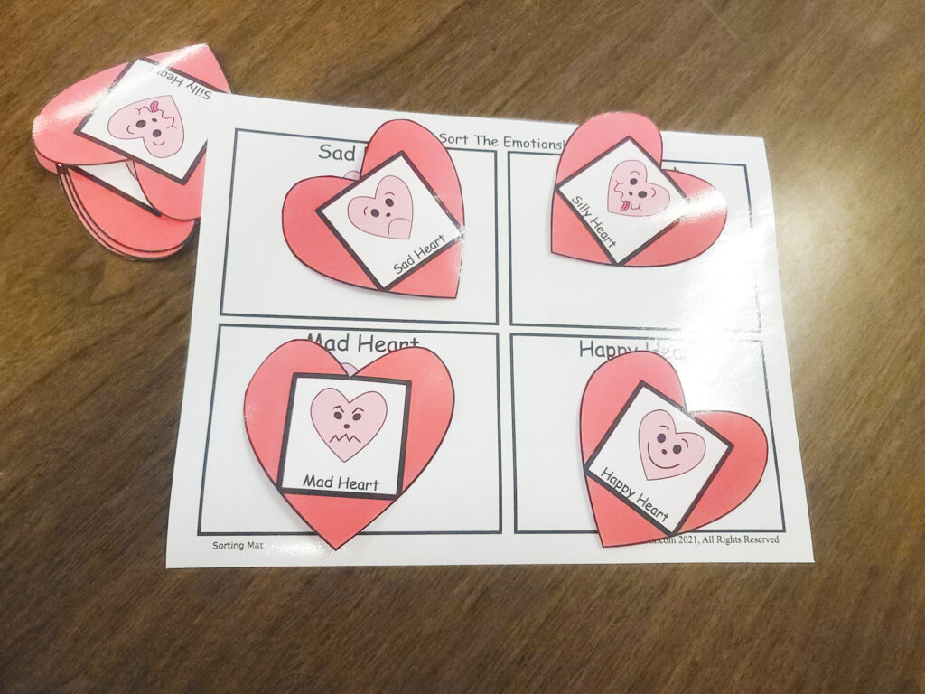 Image showing a heart emotions sorting activity