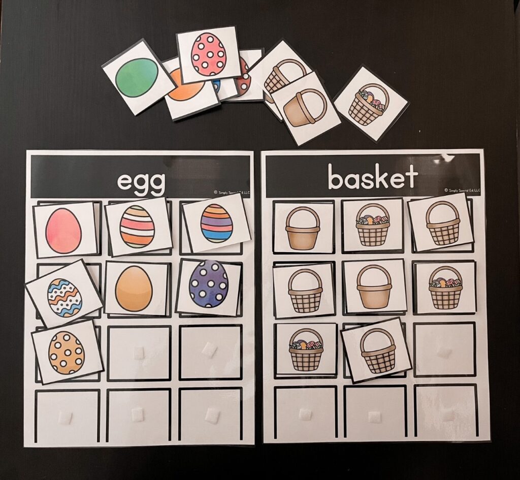 egg and basket sorting task