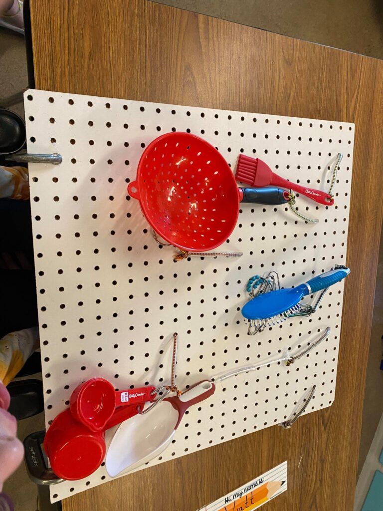 activity board with household items for rotations