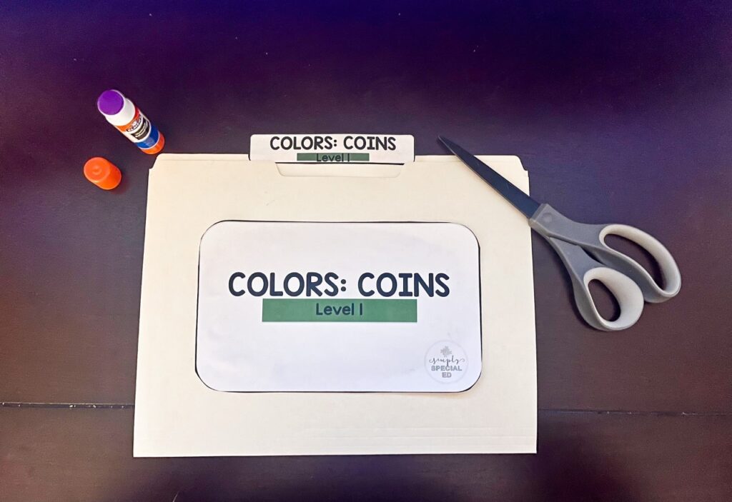 label glued to file folder