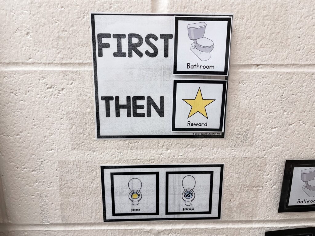 first then toilet chart and pee or poop visual