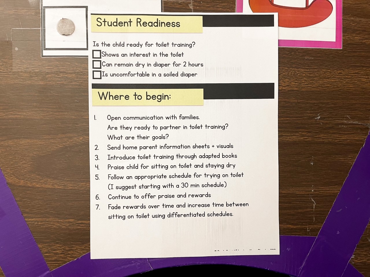 toilet training student readiness checklist