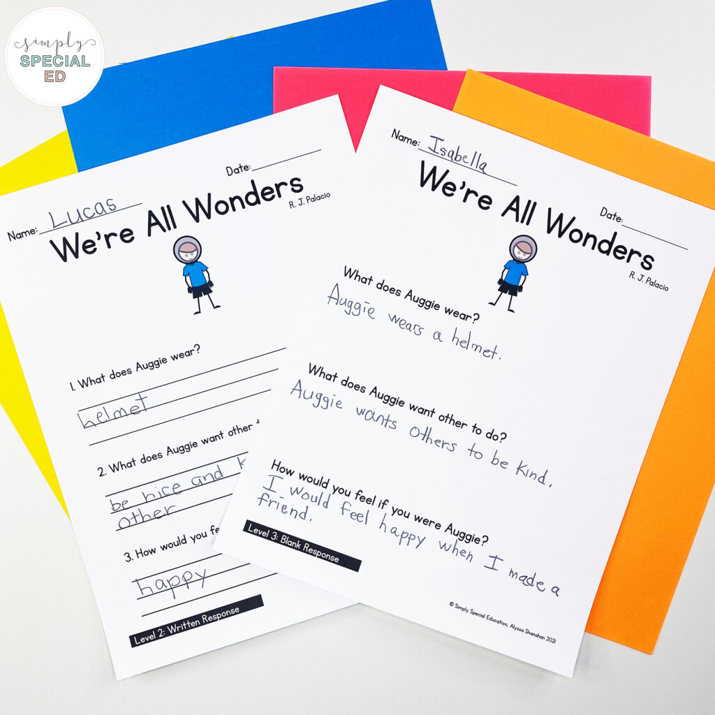 Let’s take a look at some activities included in the "We're All Wonders" Book Companion that are great to pair with this read aloud.
