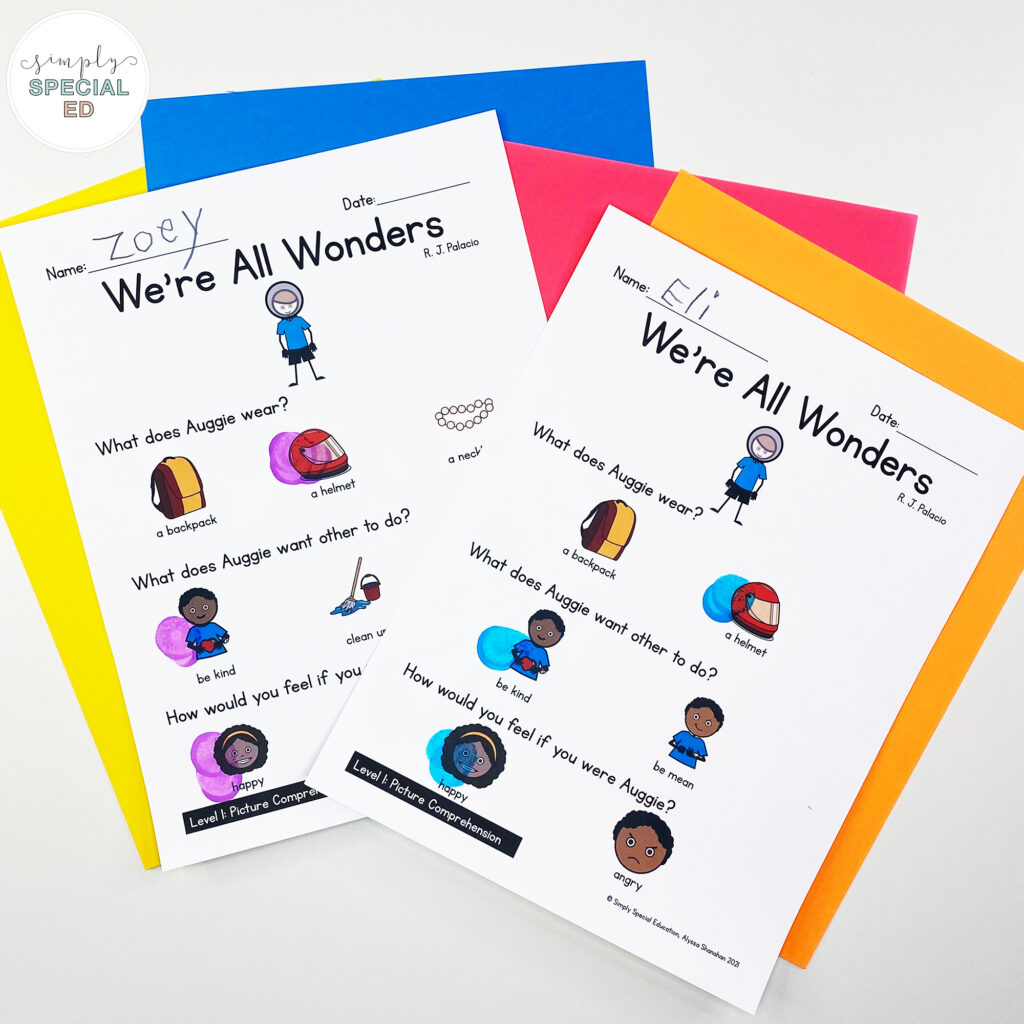 Let’s take a look at some activities included in the "We're All Wonders" Book Companion that are great to pair with this read aloud.