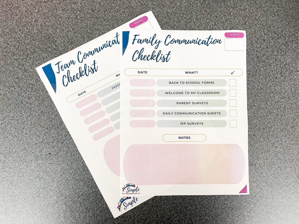 communication checklist for Simple Self-Contained Set Up