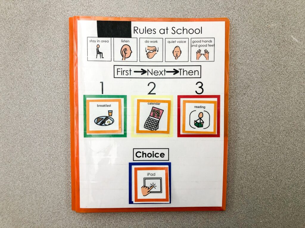 1-2-3-choice board to use with students preferred activities


