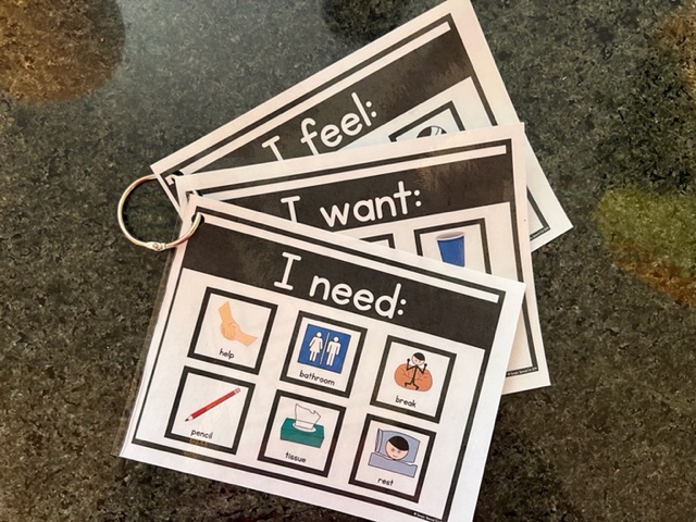 This is a picture of communication boards used for low tech AAC