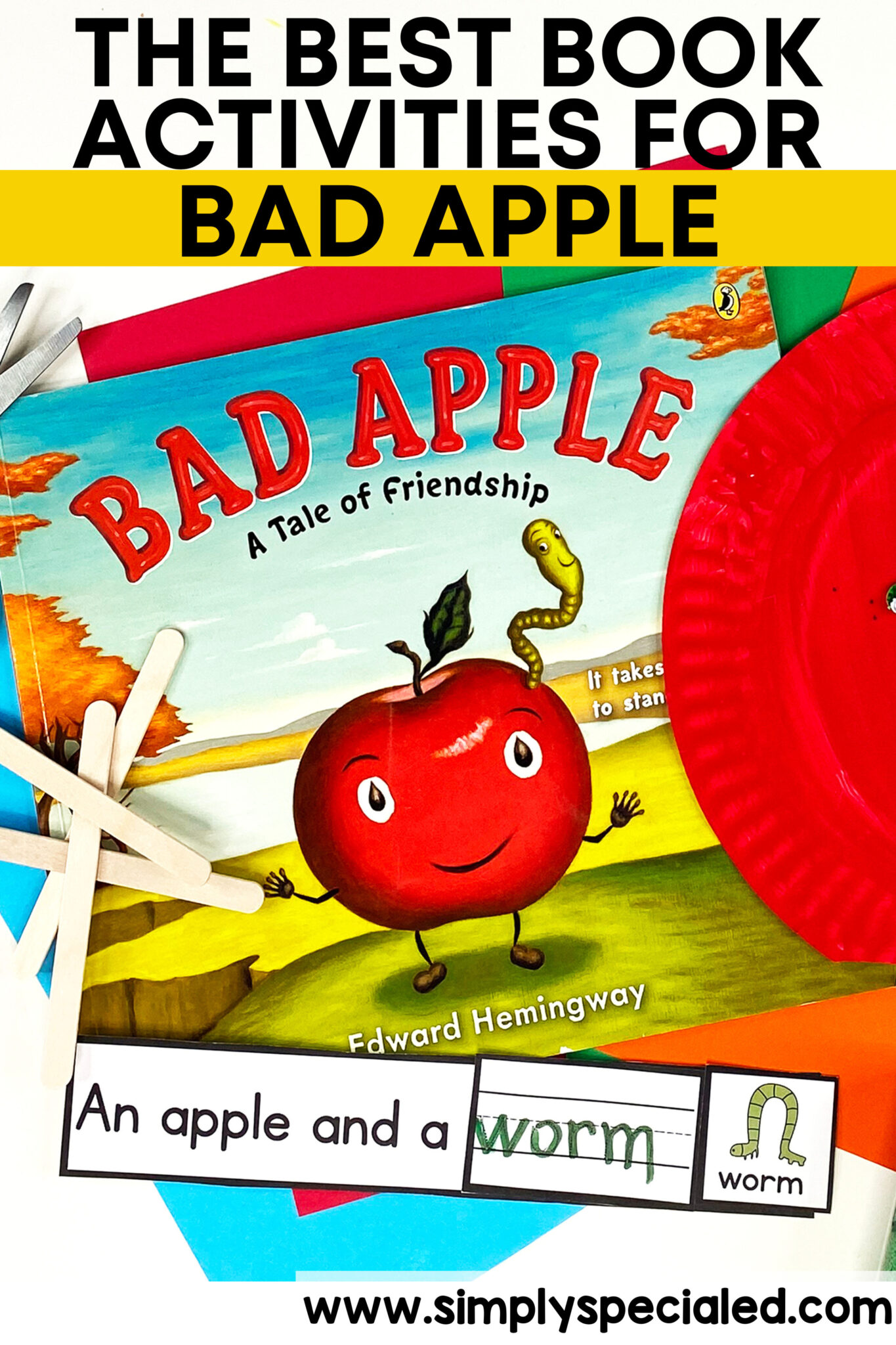 Let’s take a look at some adapted activities included in the Bad Apple Book Companion that are great to pair with this read aloud. 