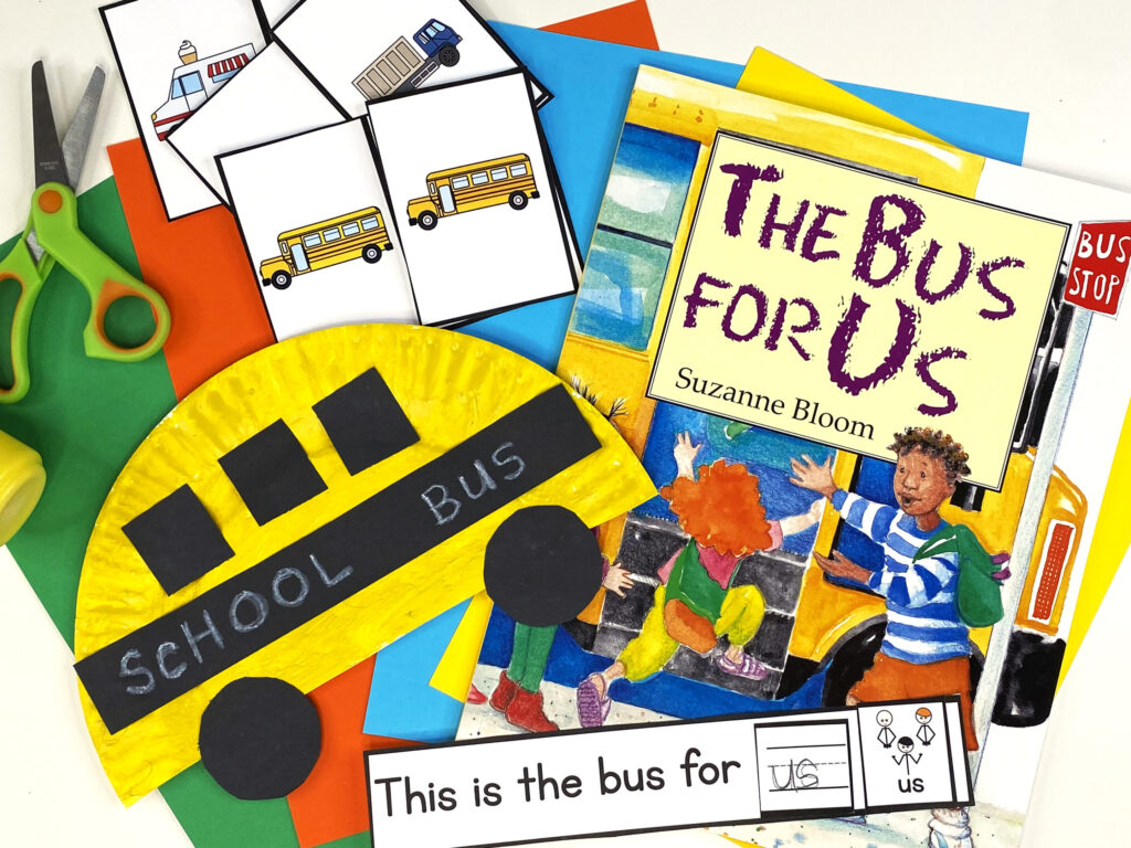 book companion for The Bus For Us showing the book, visuals, and a craft