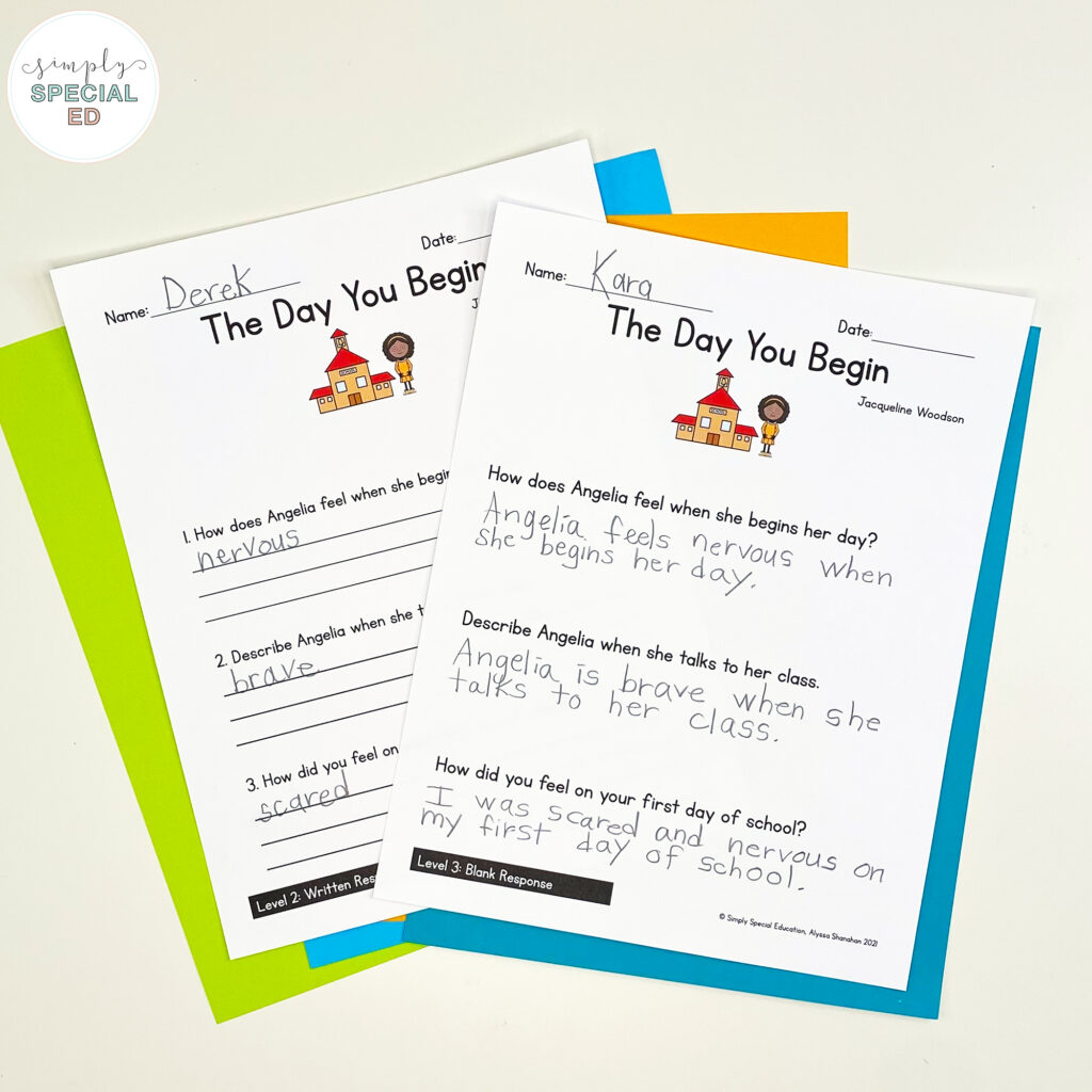 Let’s take a look at some activities included in the The Day you Begin Book Companion that are great to pair with this read aloud. 