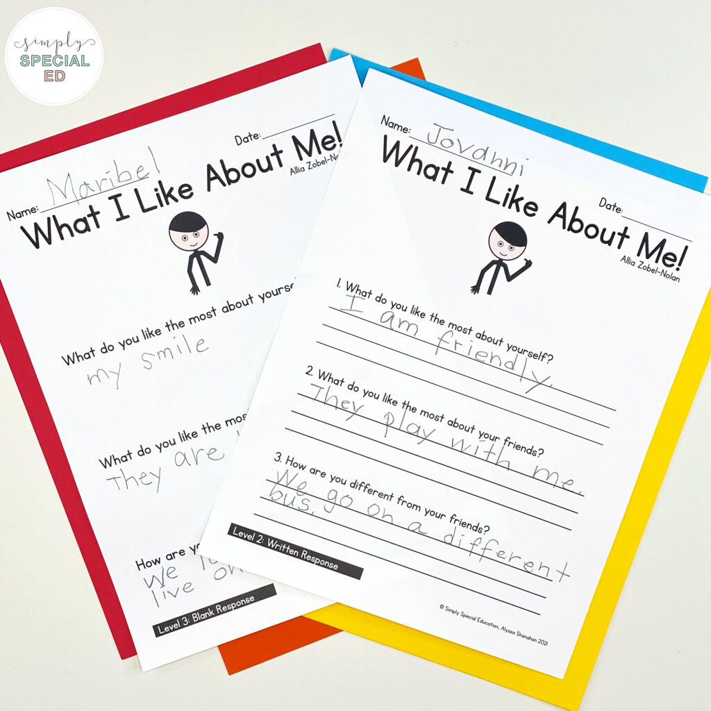 Let’s take a look at some activities included in the What I Like About ME! Book Companion that are great to pair with this read aloud. 