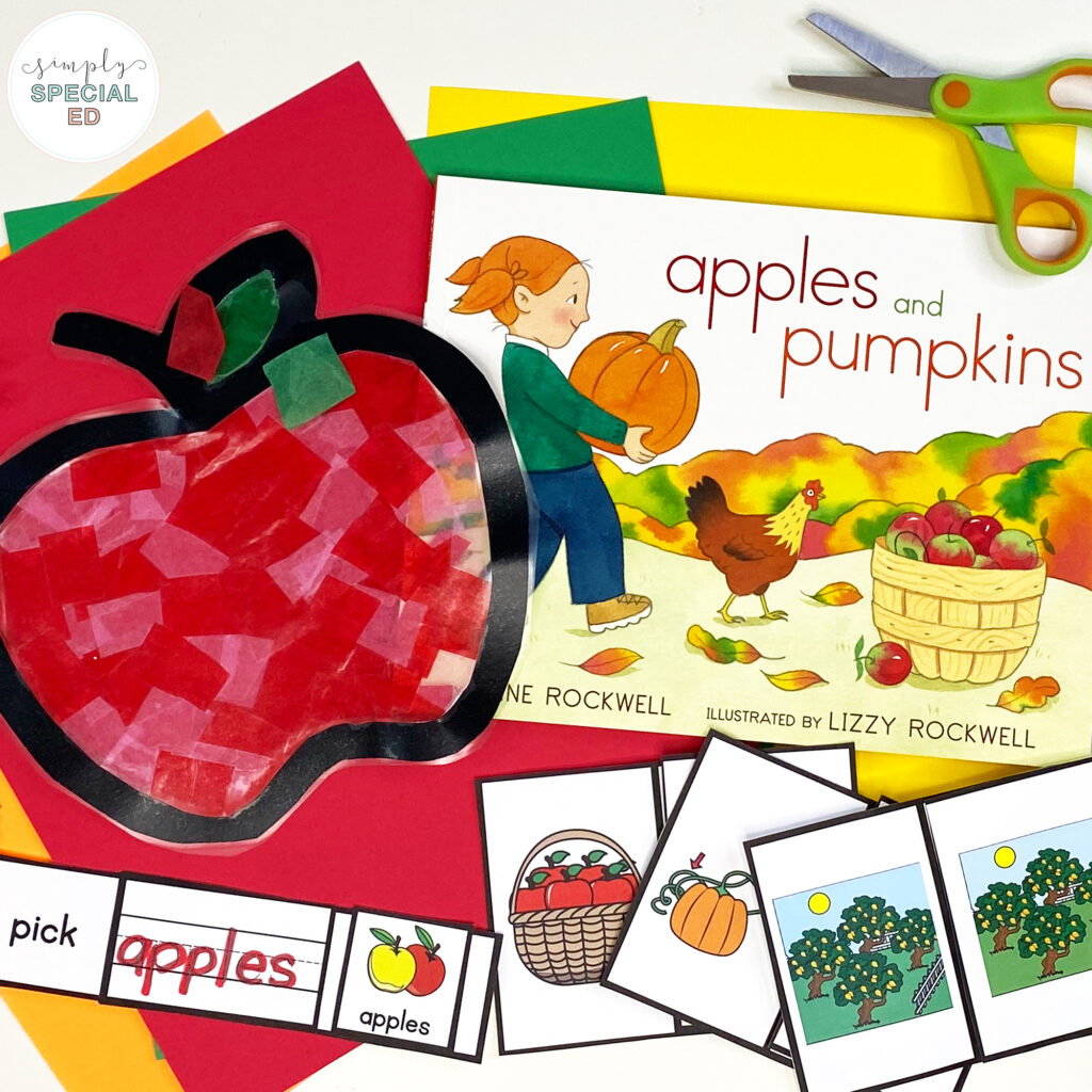 Let’s take a look at some activities included in the Apples and Pumpkins Book Companion that are great to pair with this read aloud. 