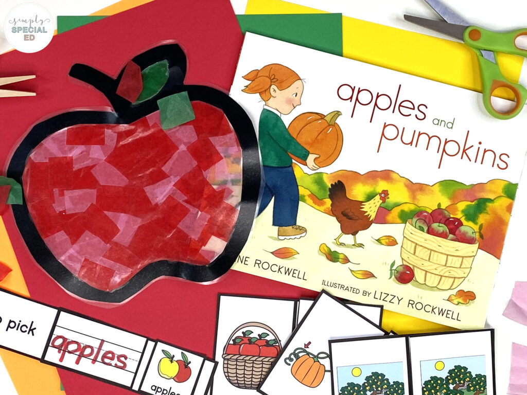 Let’s take a look at some activities included in the Apples and Pumpkins Book Companion that are great to pair with this read aloud. 