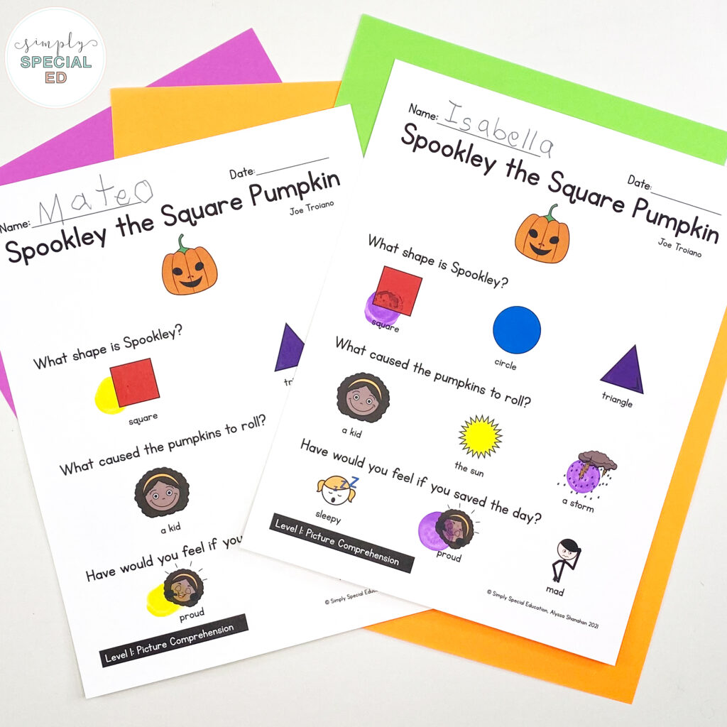 Let’s take a look at some activities included in the Spookley The Square Pumpkin Book Companion that are great to pair with this read aloud. 