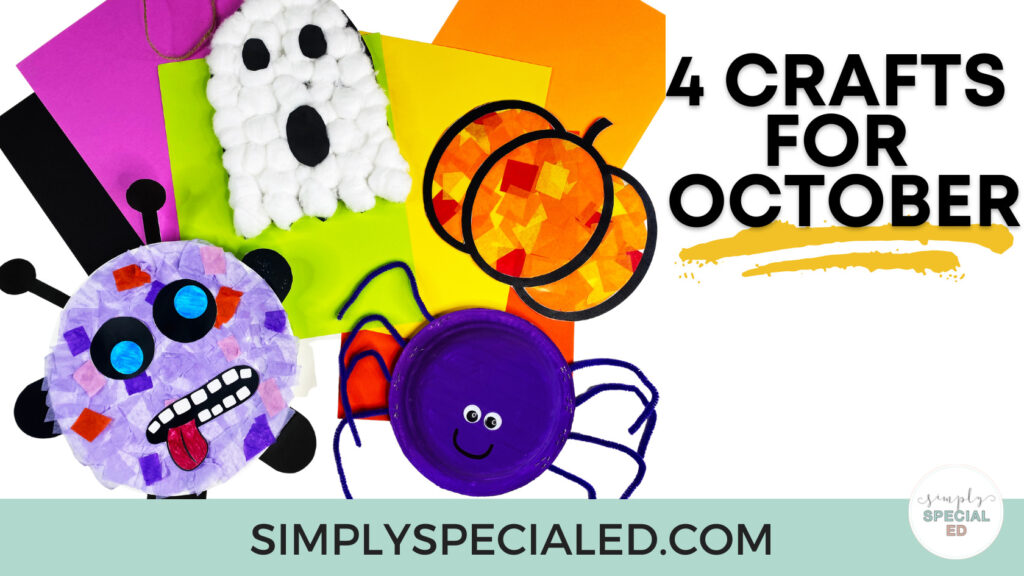 Adapted visual direction crafts for October in your special education classroom! Check out the crafts and their suggested read alouds!