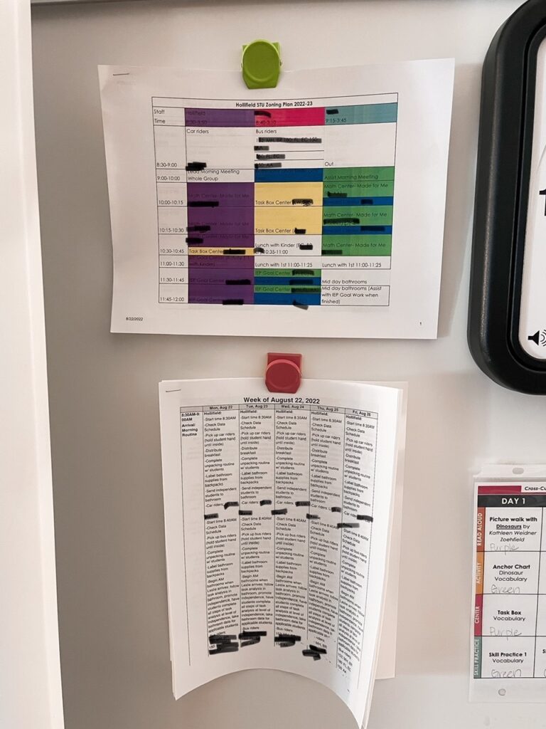 zoning plans posted throughout classroom