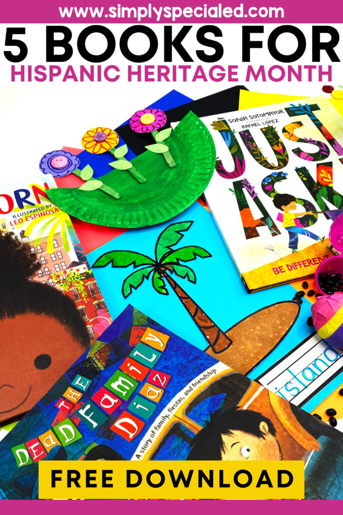 Here are 5 of my favorite books for celebrating Hispanic Heritage Month in your special education classroom. (and a free book companion!)