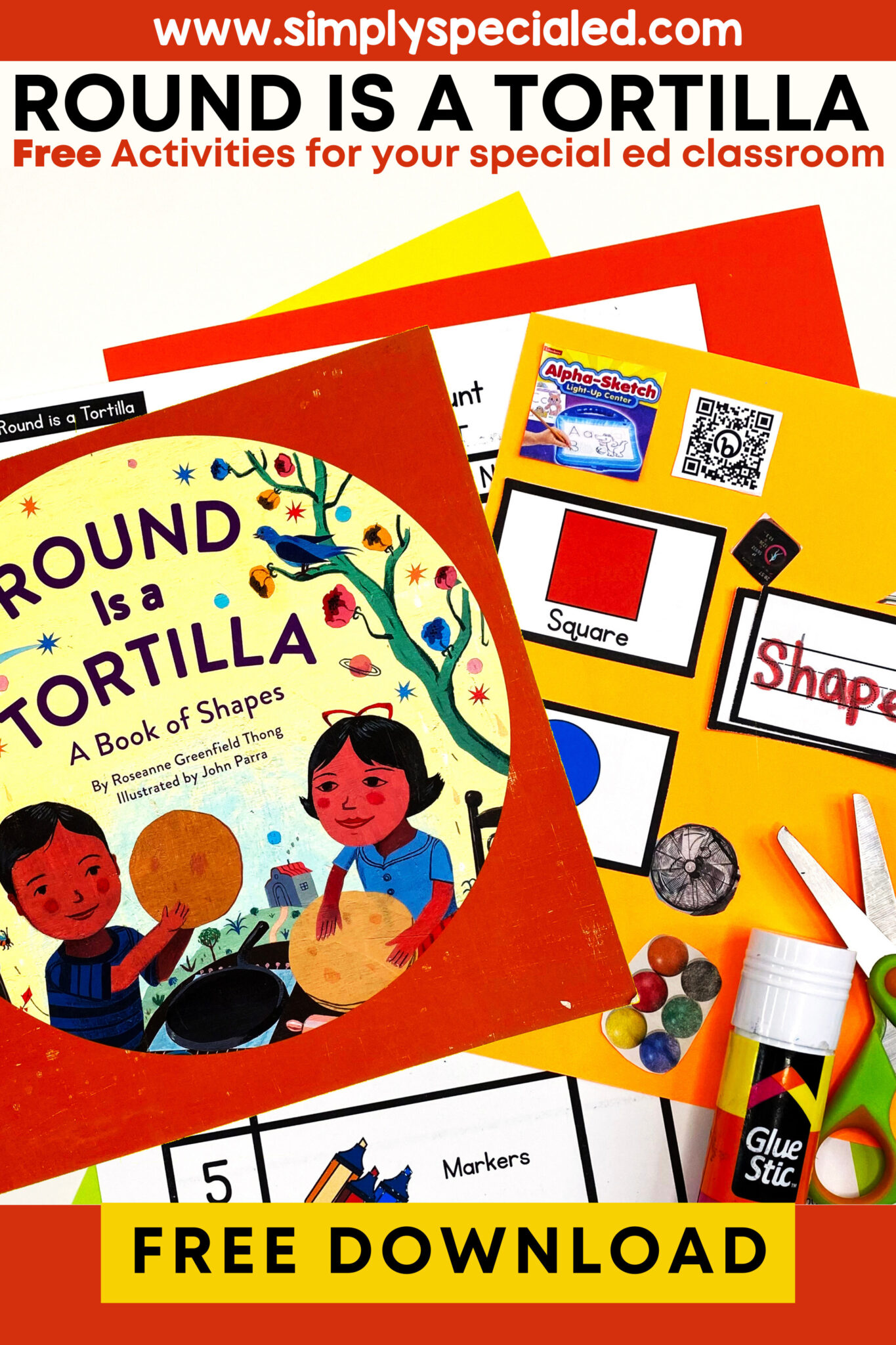 Round is a Tortilla by Roseann Greenfield Thong is a great book to connect to math about shapes in real life! Grab the free book companion.