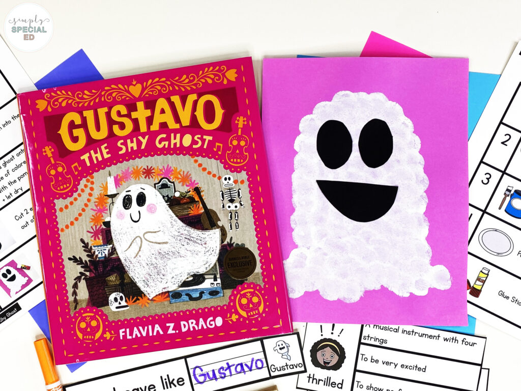 5 adapted and differentiated activities for Halloween read aloud Gustavo the Shy Ghost! Take a peek inside this book companion.