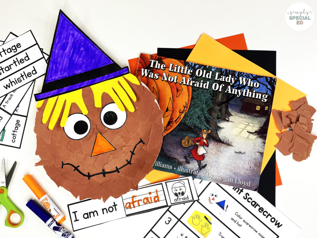 Let’s take a look at some adapted activities for The Little Old Lady Who Was Not Afraid of Anything that are great to pair with this book. 