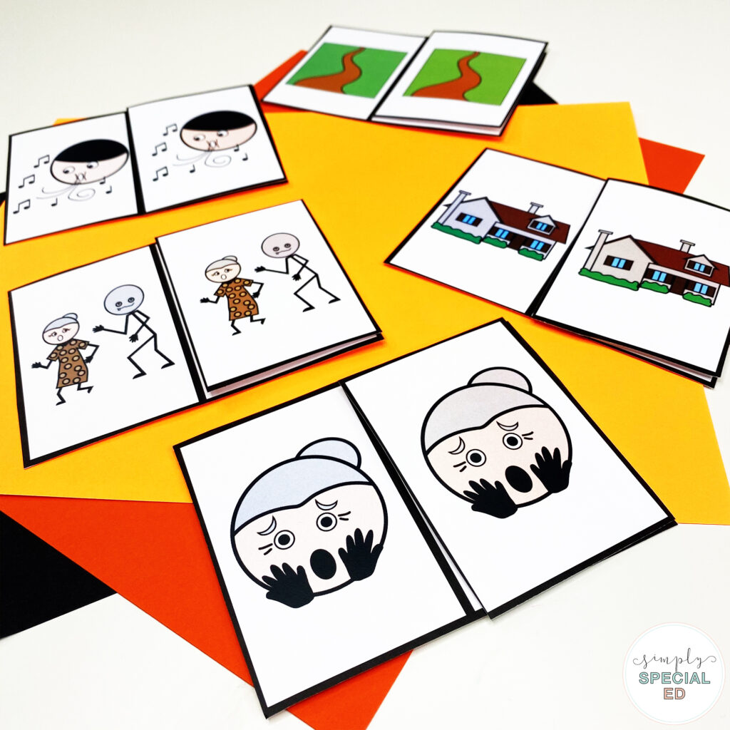 Let’s take a look at some adapted activities for The Little Old Lady Who Was Not Afraid of Anything that are great to pair with this book. 