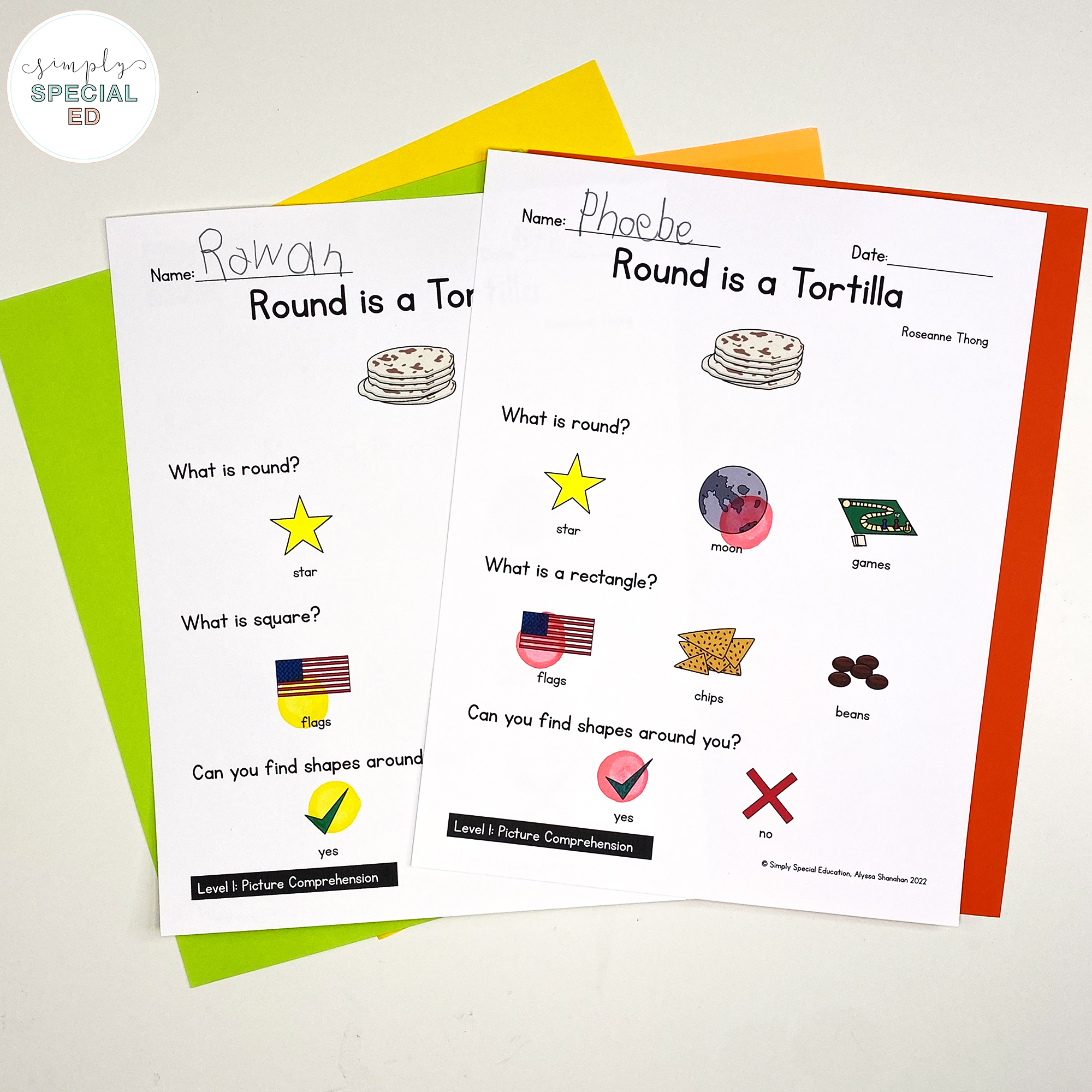 Round is a Tortilla by Roseann Greenfield Thong is a great book to connect to math about shapes in real life! Grab the free book companion.