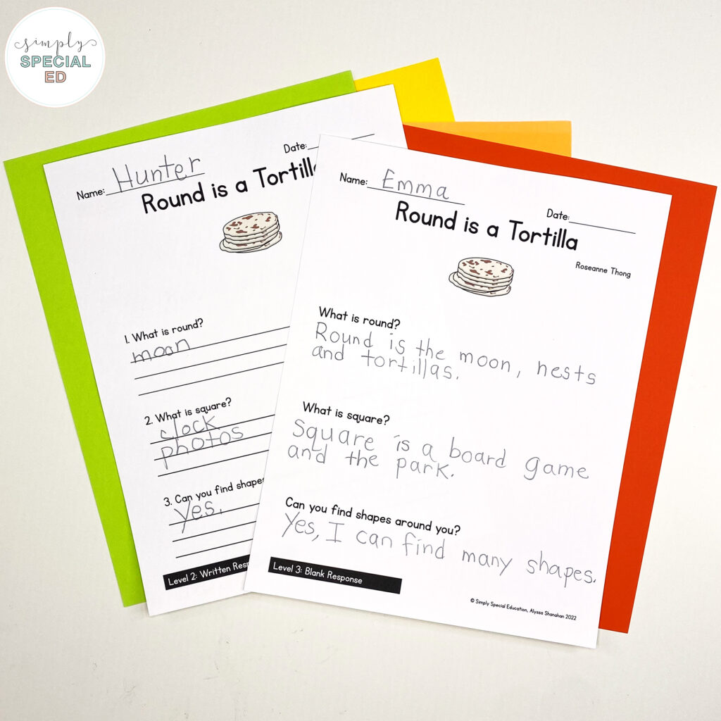 Round is a Tortilla by Roseann Greenfield Thong is a great book to connect to math about shapes in real life! Grab the free book companion.