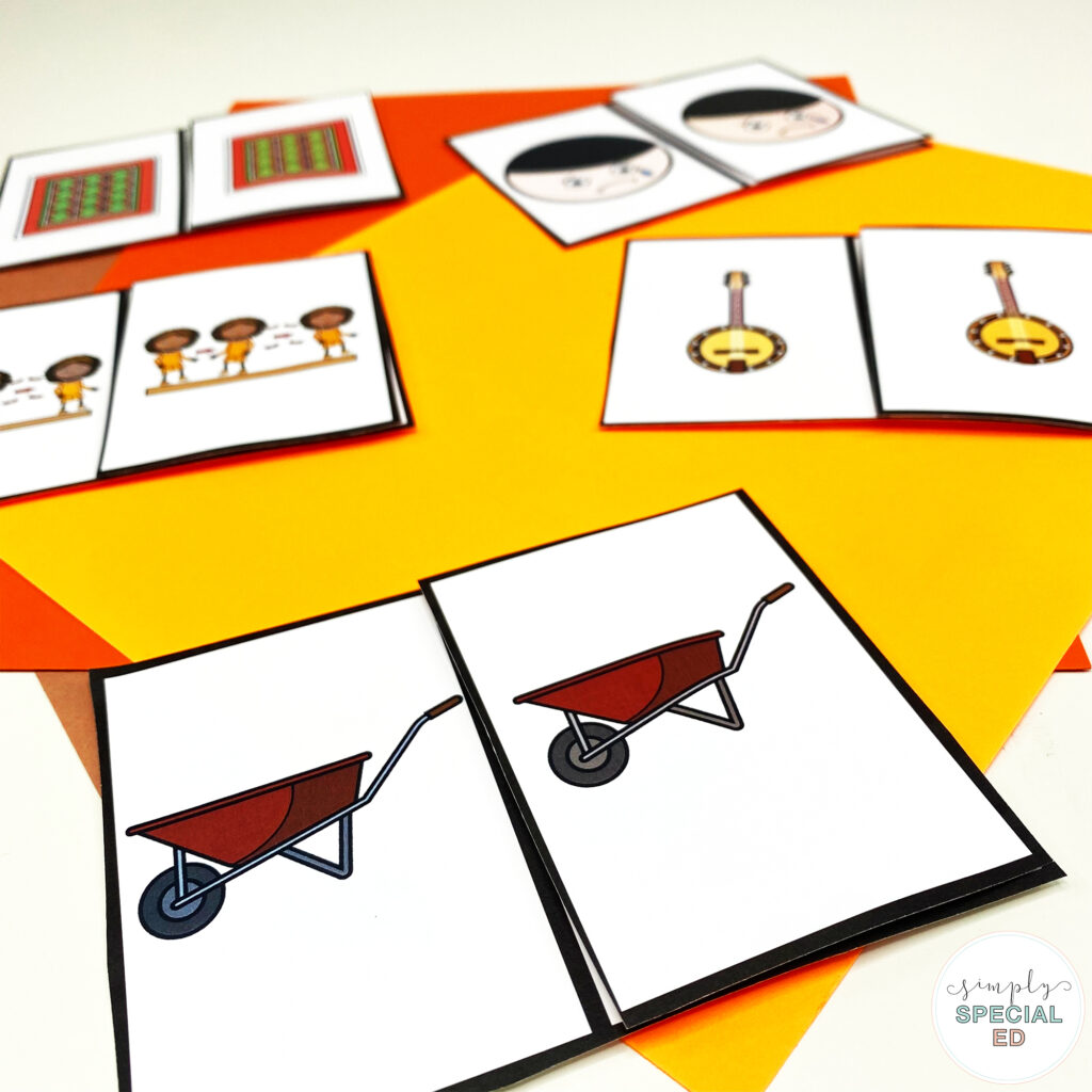 Let’s take a look at some adapted activities included in the Pumpkin Soup Book Companion for your special education classroom.