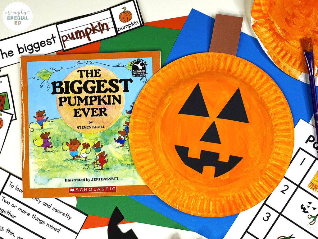 Let’s take a look at some activities included in the The Biggest Pumpkin Ever Book Companion that are great to pair with this read aloud. 