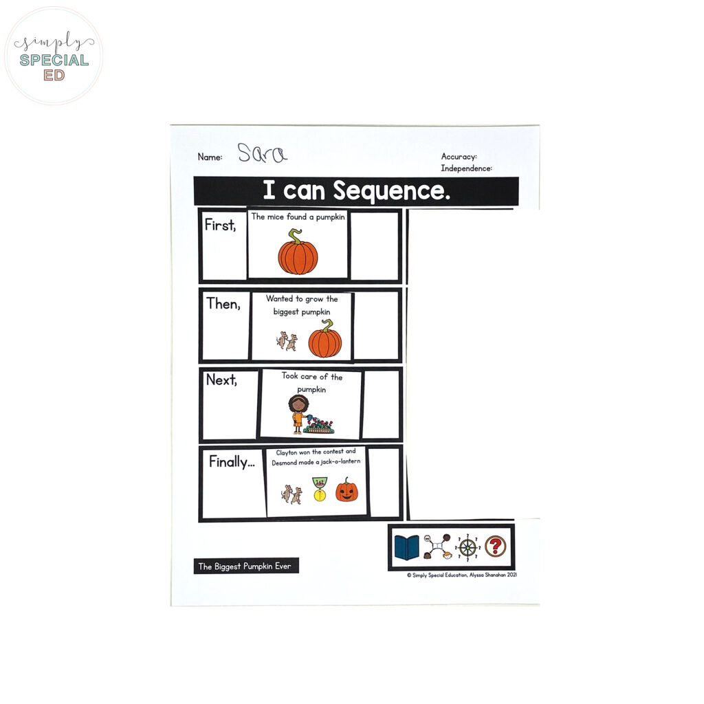 Let’s take a look at some activities included in the The Biggest Pumpkin Ever Book Companion that are great to pair with this read aloud. 