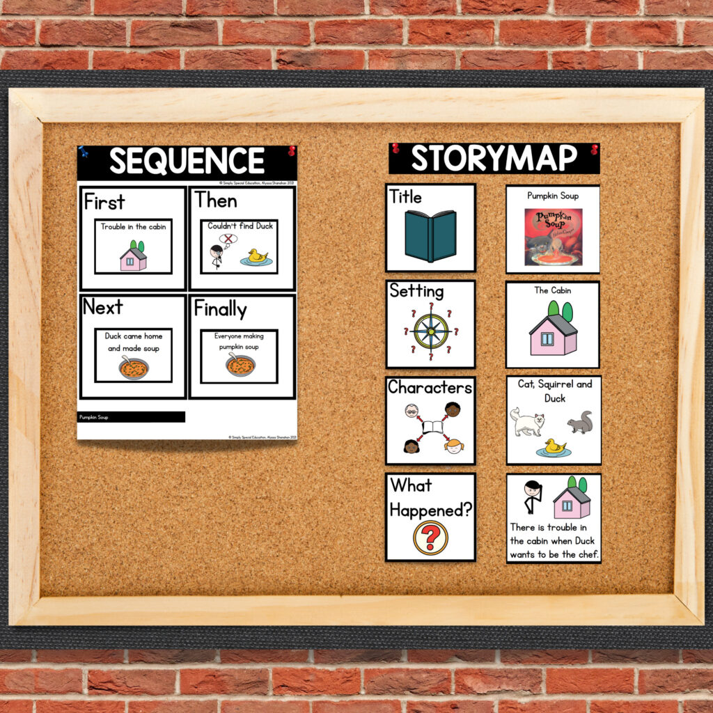 Let’s take a look at some adapted activities included in the Pumpkin Soup Book Companion for your special education classroom.
