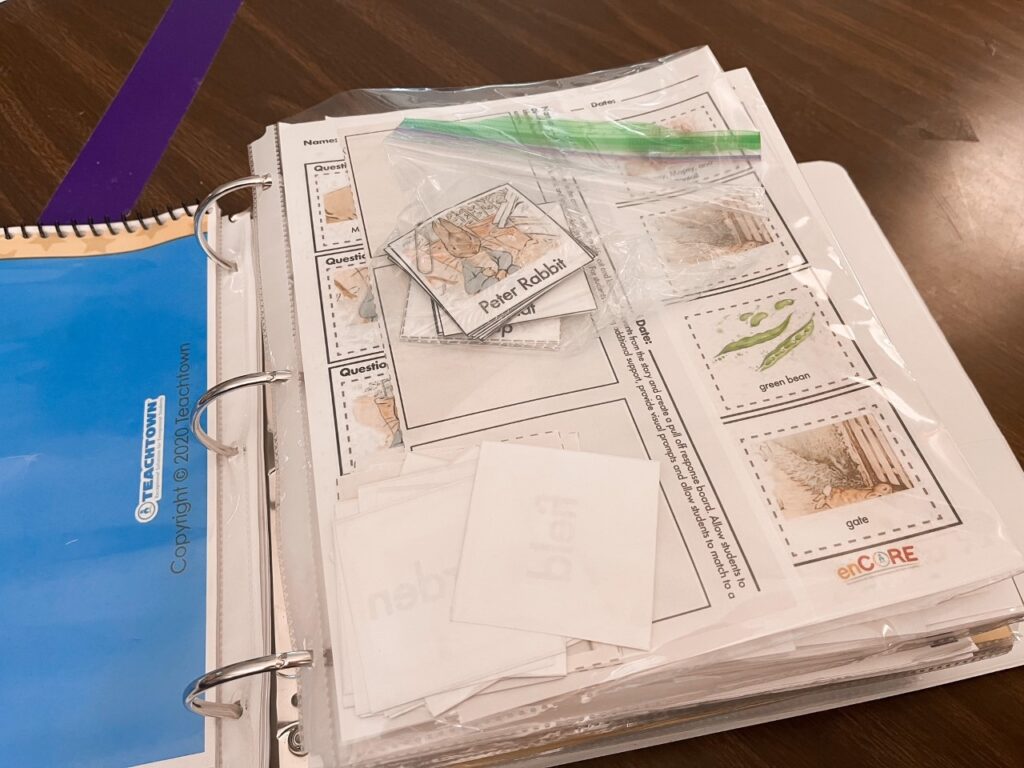 store daily materials in a binder