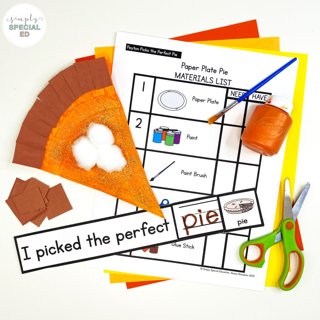 Peyton Picks the Perfect Pie is the perfect book companion for your special education classroom this November!