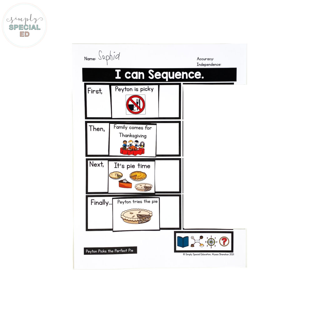 Peyton Picks the Perfect Pie is the perfect book companion for your special education classroom this November!