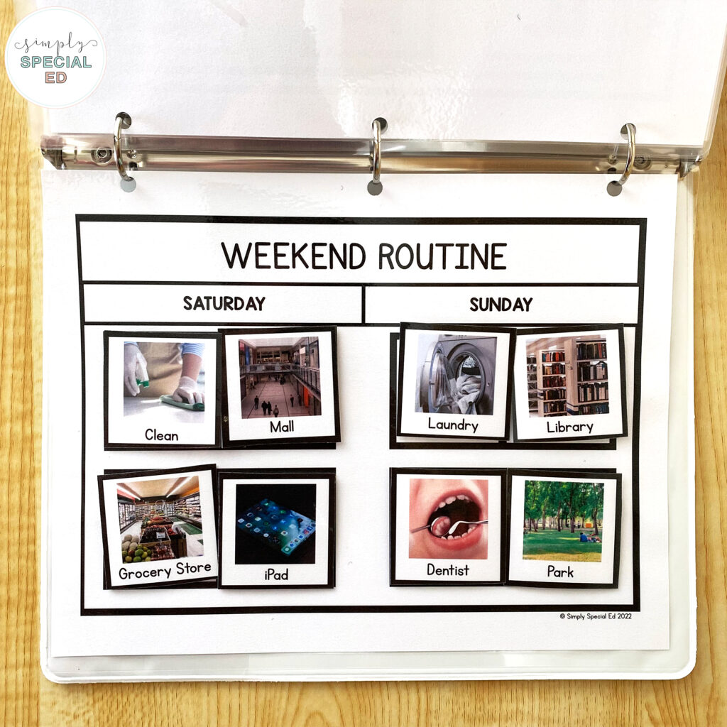 Creating a visual schedule routine at home can be extremely beneficial in increasing independence for the child. 