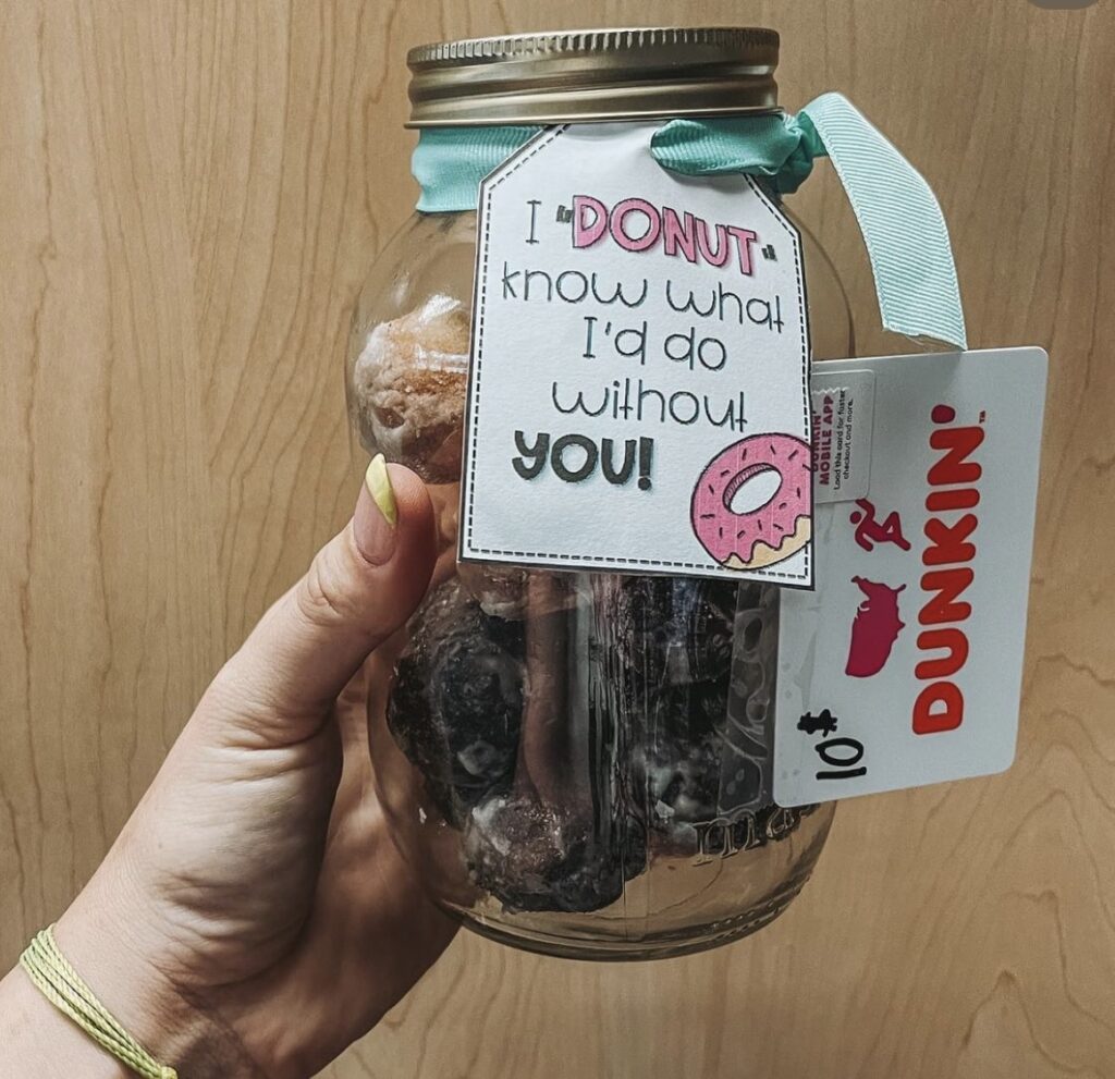 Para thank you gift. Donuts with a gift card to Dunkin Donuts.