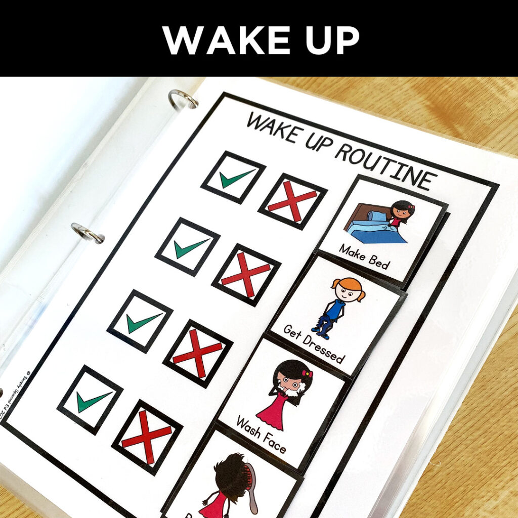 Creating a visual schedule routine at home can be extremely beneficial in increasing independence for the child. 