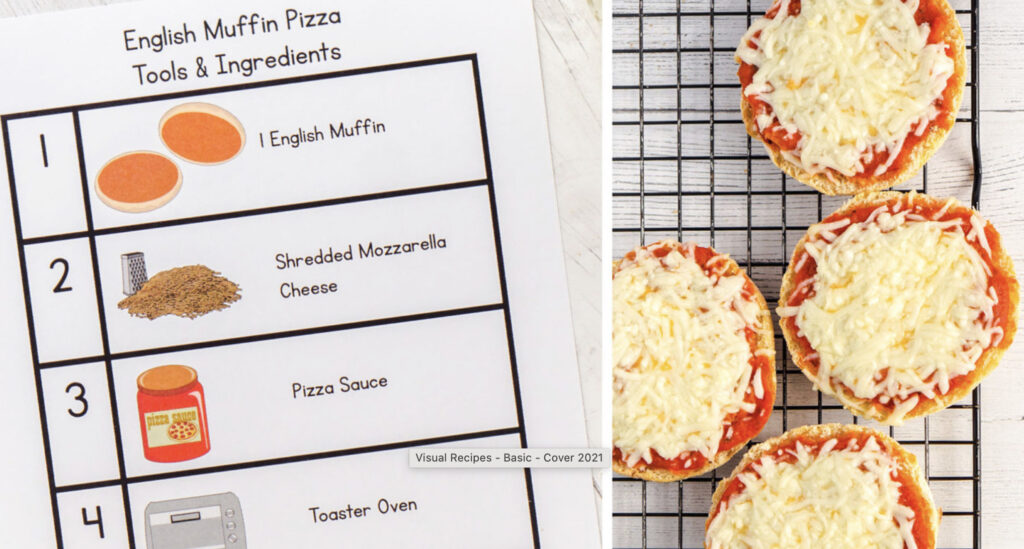 picture of the English muffin pizza visual recipe and final product that goes well with the pizza visual craft