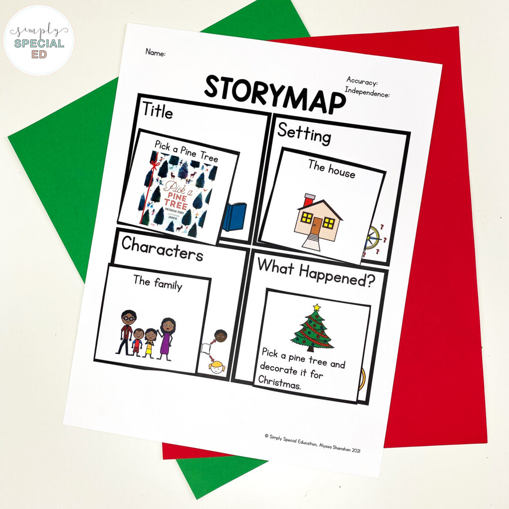 5 adapted activities for the read aloud book Pick a Pine Tree by Patricia Toht.  Activities include visual directions for special education.