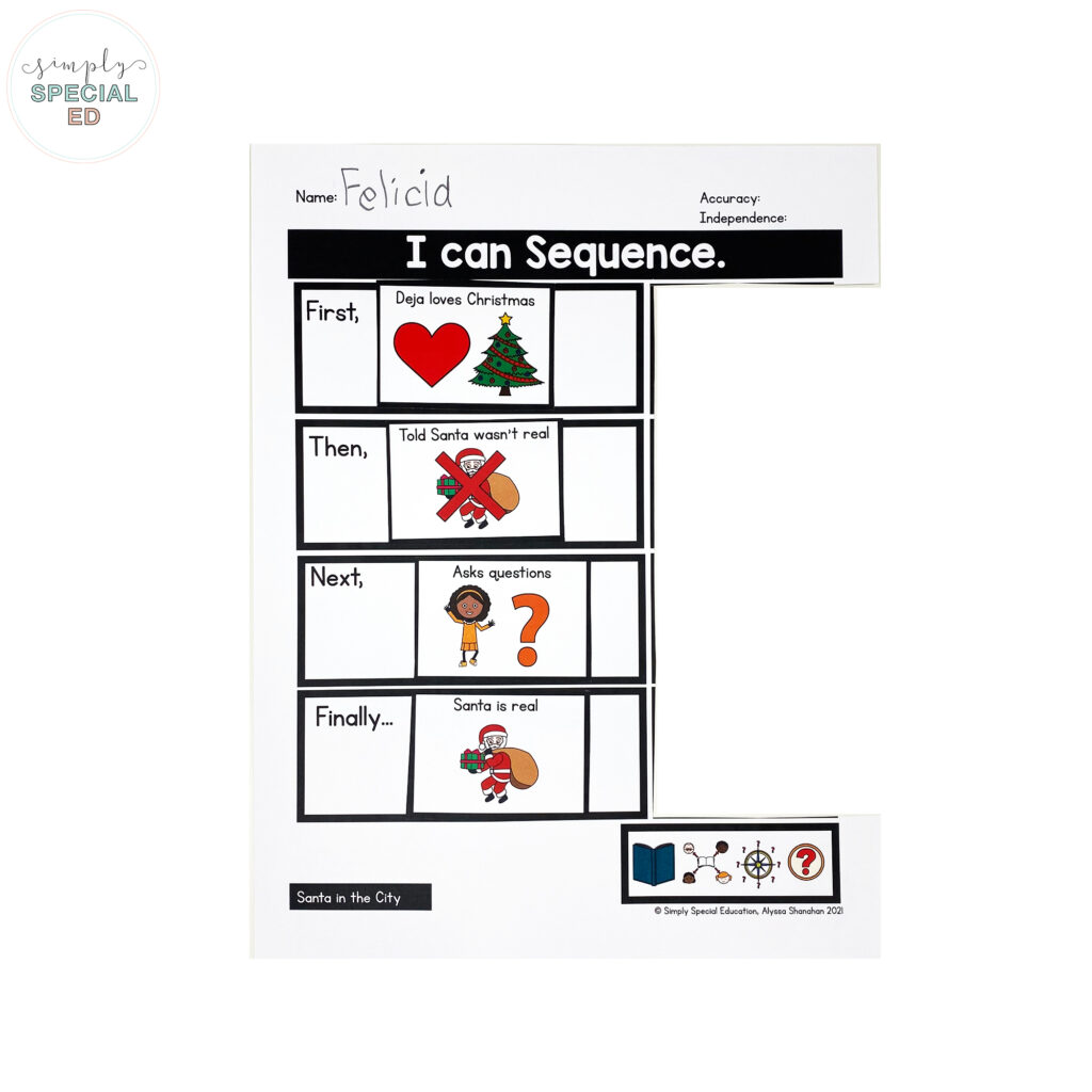 5 book activities for Santa in the City for your special education classroom. The activities are adapted for special education.