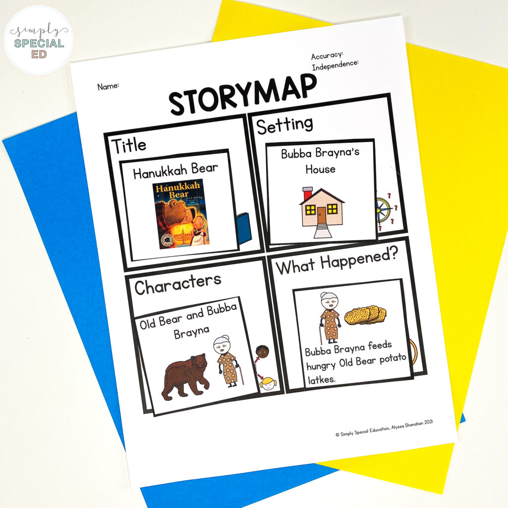 The best Adapted activities for the book Hanukkah bear and cooking latkes in your special education classroom. 